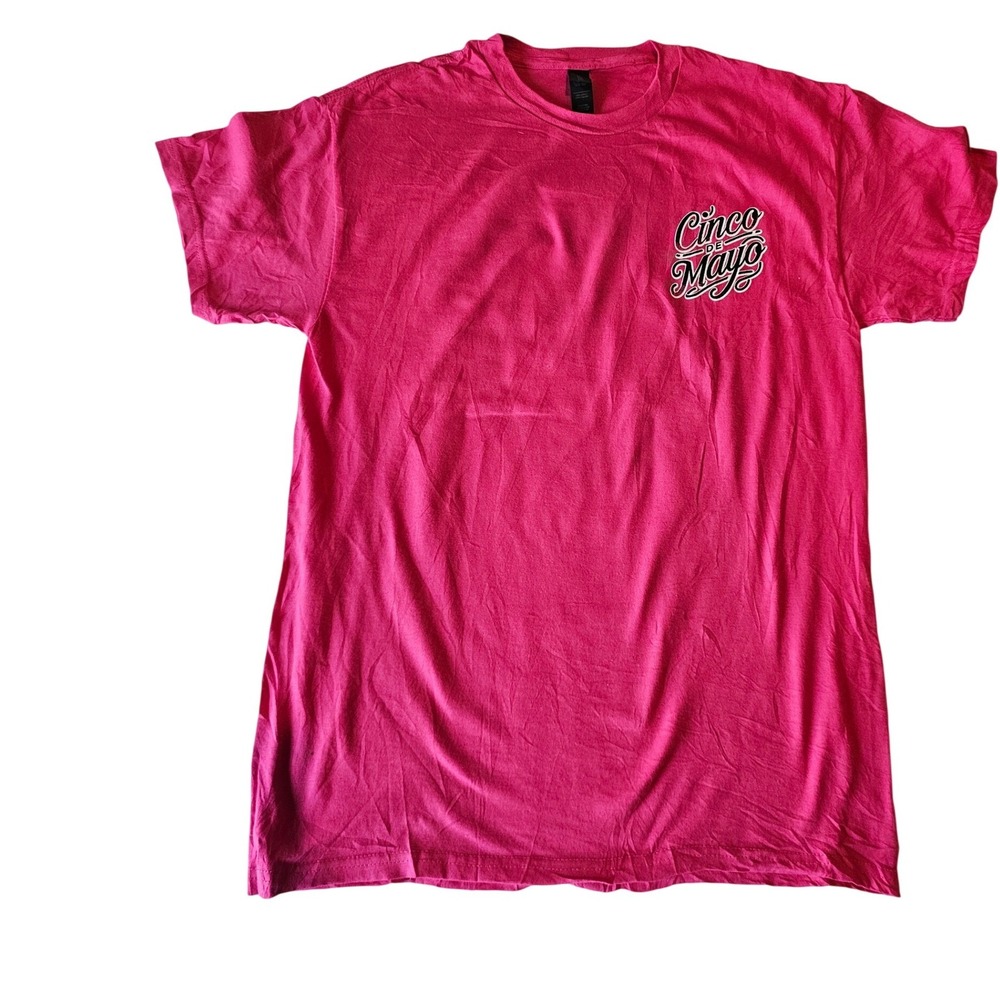 Gildan Pink Cinco De Mayo Graphic T-Shirt Dos Amigos Mexican Grill Womens Medium